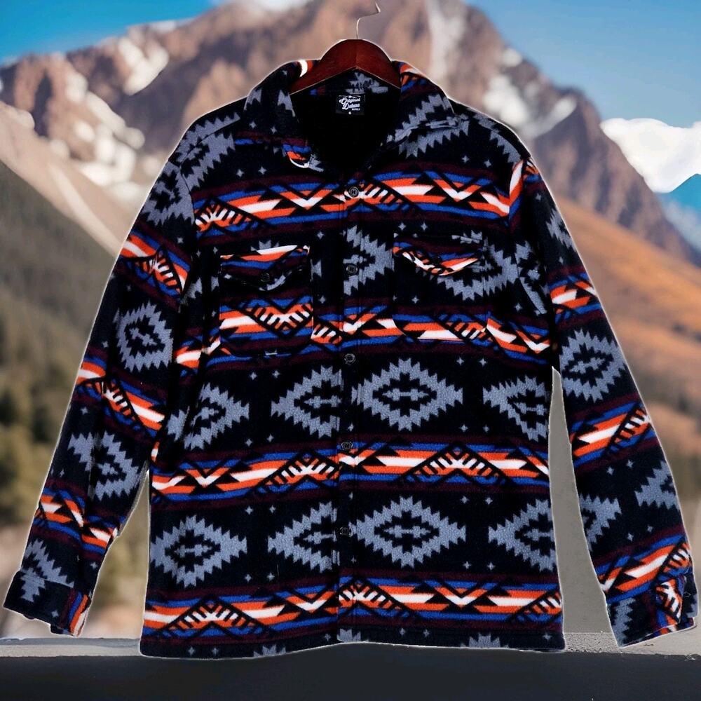 Original Deluxe Supply Sherpa Jacket Southwestern Fleece Button Up Shacket Small